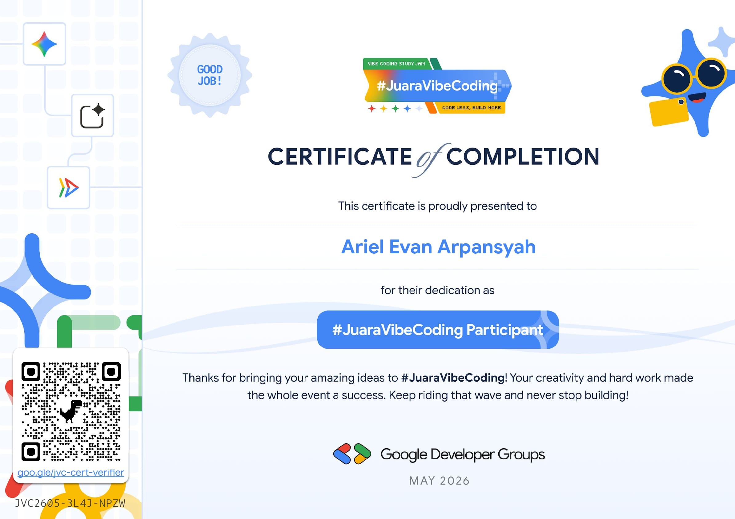 Google RSVP #JuaraVibeCoding Certificate